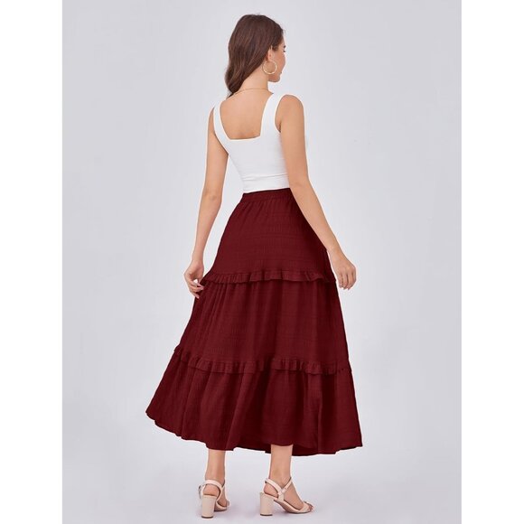 Lightweight Flowy Maxi Skirt with Ruffles & Pockets - Perfect for Every Style - Picture 4 of 5